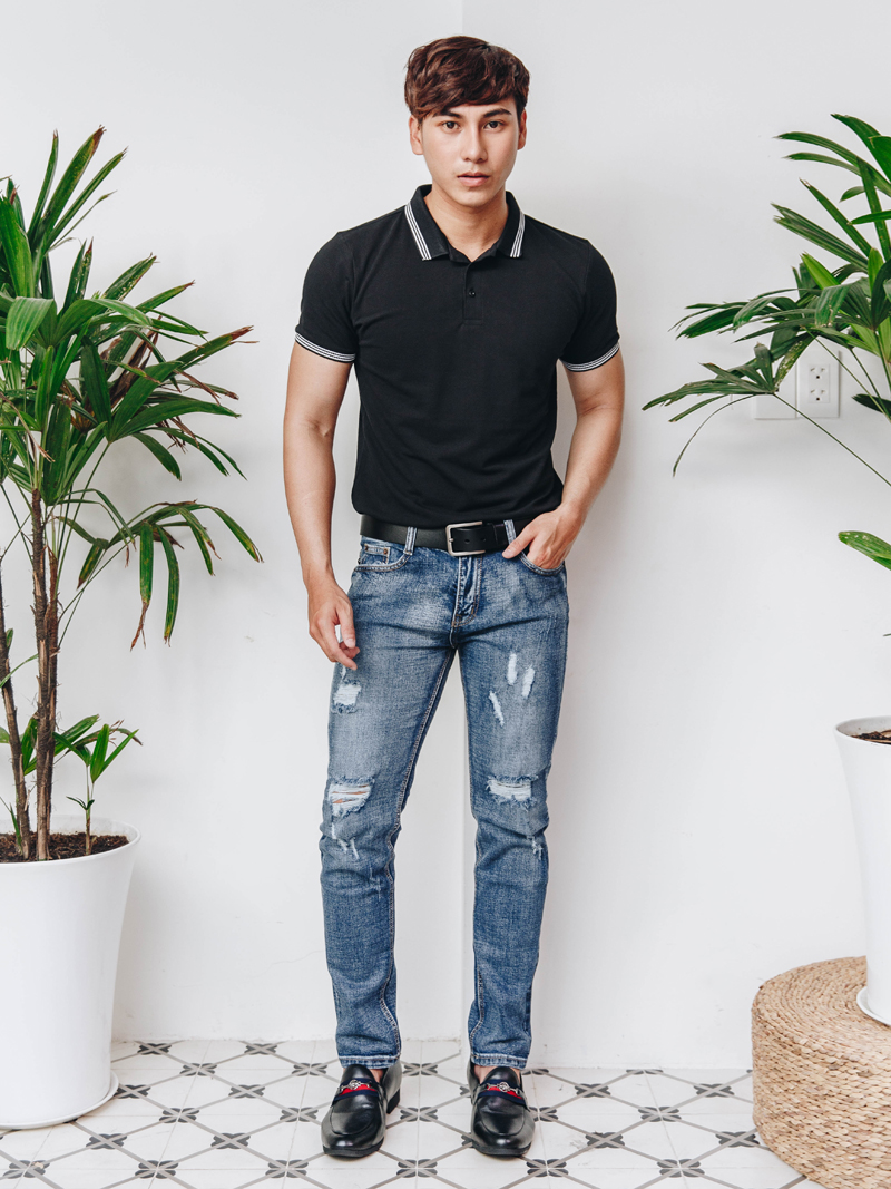 Quần Jeans Rách Xanh Đen QJ1576